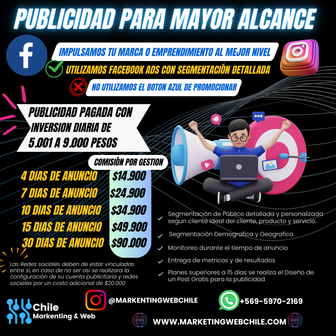 Plan de Gestión de Publicidad con Inversión de 5.001 a 9.000 pesos diarios  para mayor alcance